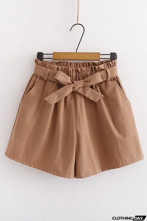 Bow Tie Elastic Waist Shorts