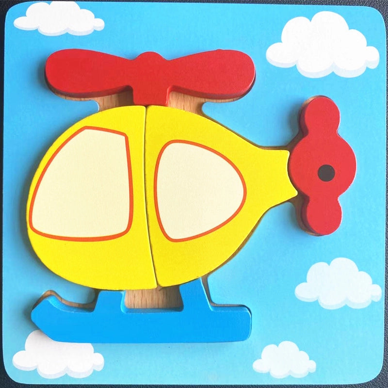 Kindergarten Children’s Enlightenment Early Education Cognition Cartoon Animal Cognition Hand-held Board Wooden Three-dimensional Puzzle Wooden Toys