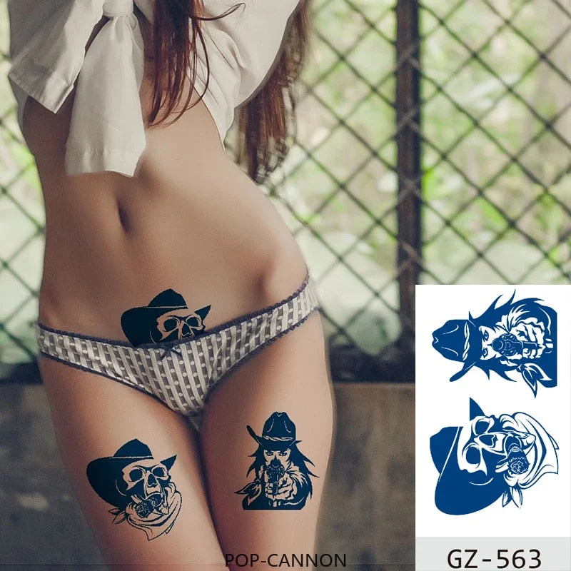 Temporary Waterproof Tattoo Stickers Seductive Snake Flower Ink Lasting Sexy Girls Arm Chest Waist Buttocks Realistic Fake Tatoo
