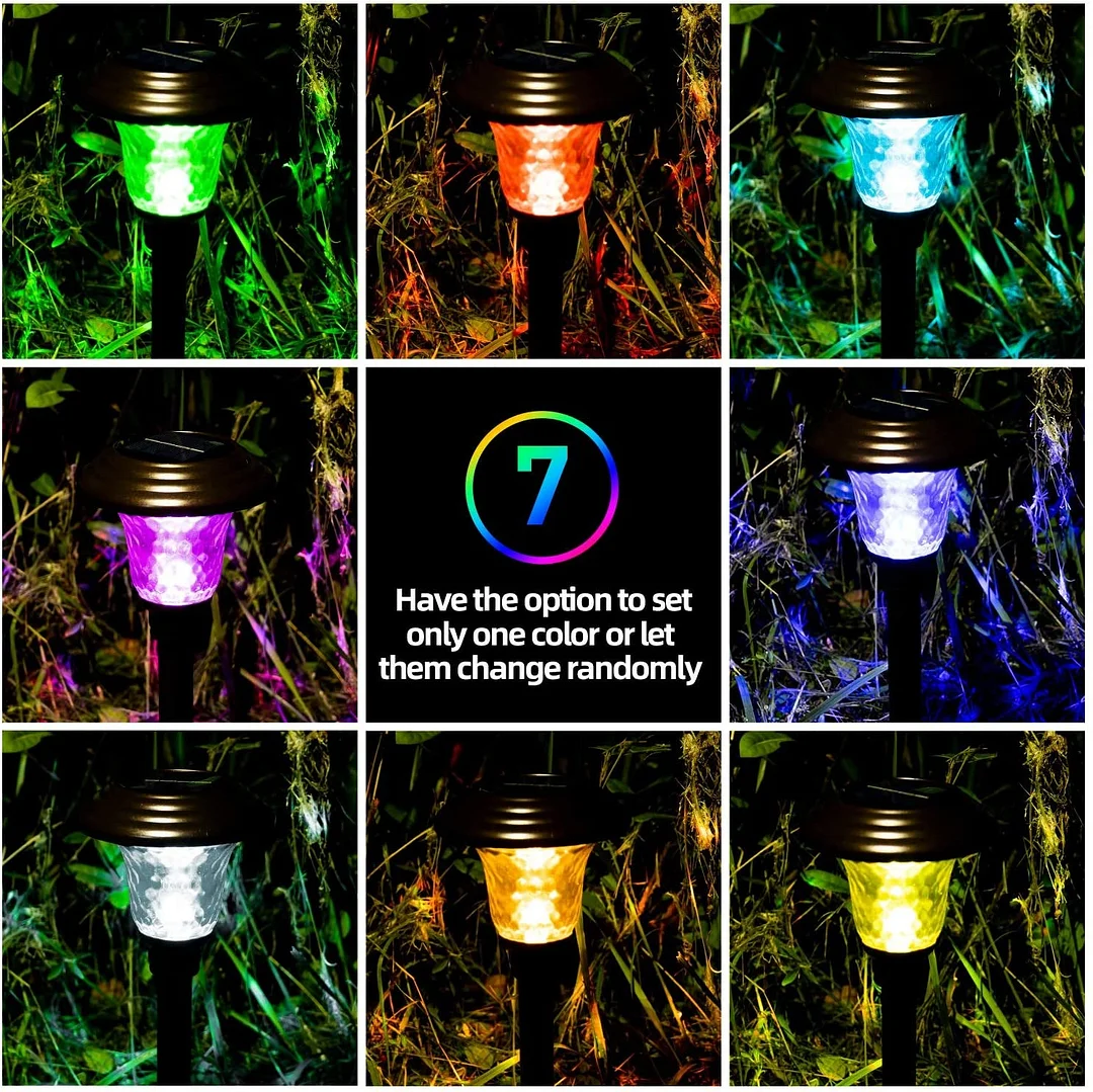 4 Packs Outdoor Garden Waterproof Solar Lights With Auto 7 Color Changing  Energy Saving