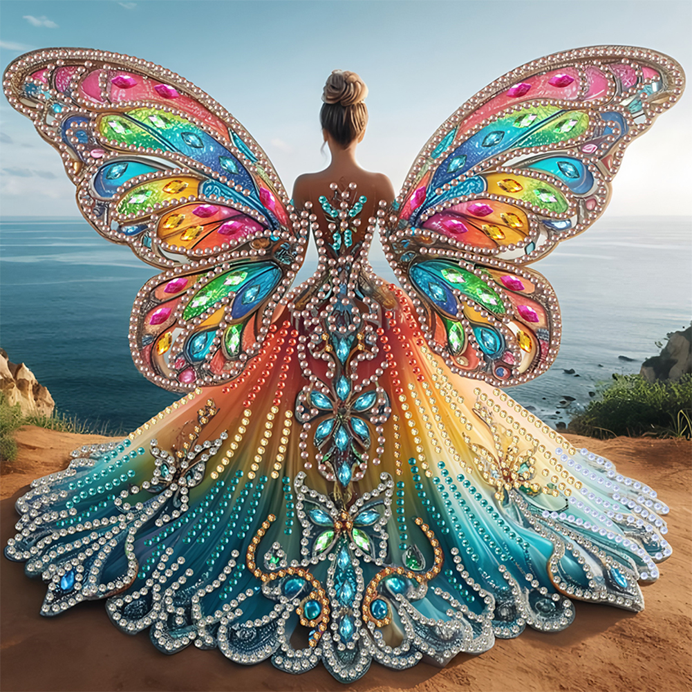 Girl With Angel Wings 30*30cm(canvas) special shaped drill diamond painting