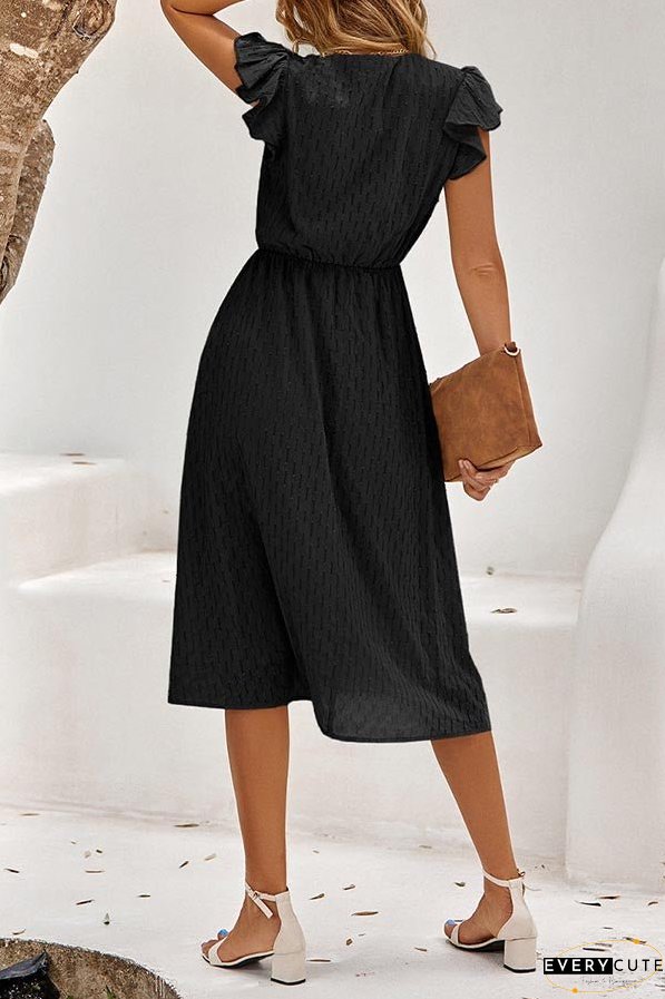 Sweet Elegant Solid V Neck A Line Short Sleeve Dress