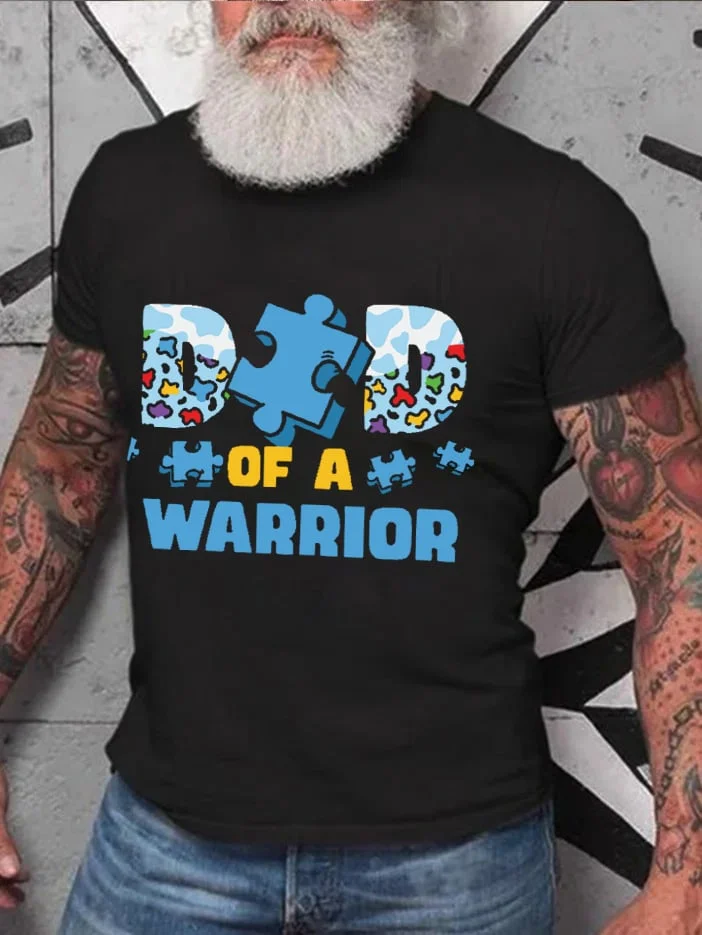 Men's Dad Of A Warrior Autism Awareness Print T-Shirt socialshop