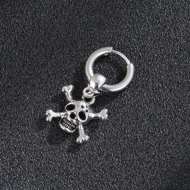 1 Piece Halloween Punk Skull Plating Stainless Steel Drop Earrings