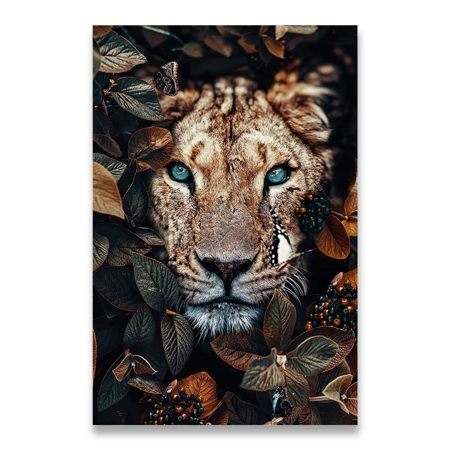 Flower Animal Lion Tiger Deer Leopard Abstract Canvas Painting Wall Art Nordic Print Poster Decorative Picture Living Room Decor