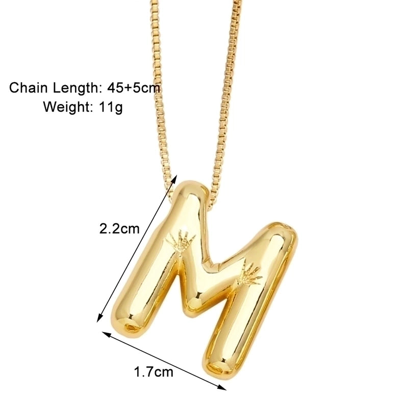 Minimalist Letter Copper Plating 18k Gold Plated Necklace Pendant