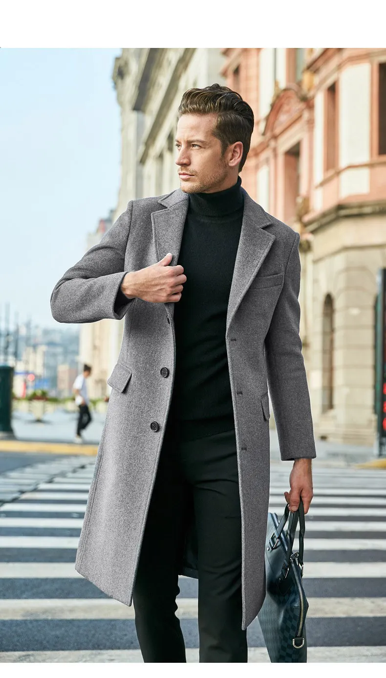 Nigikala Nigikala Men's English Men's Long Coat Long Sleeves And Coat Autumn And Winter Coat