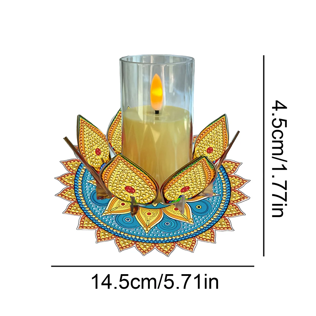 Mandala Lotus-I Acrylic DIY Diamond Painting Candle Holders Without Candles Crystal Painting Tealight Candle Stand Table Centerpiece for Adults Beginners Home Party Decor