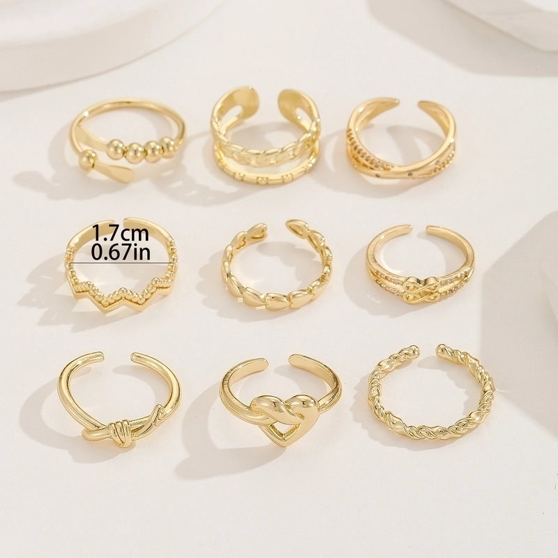 Minimalist Hand Infinity Heart Shape Copper Gold Plated Zircon Rings In Bulk