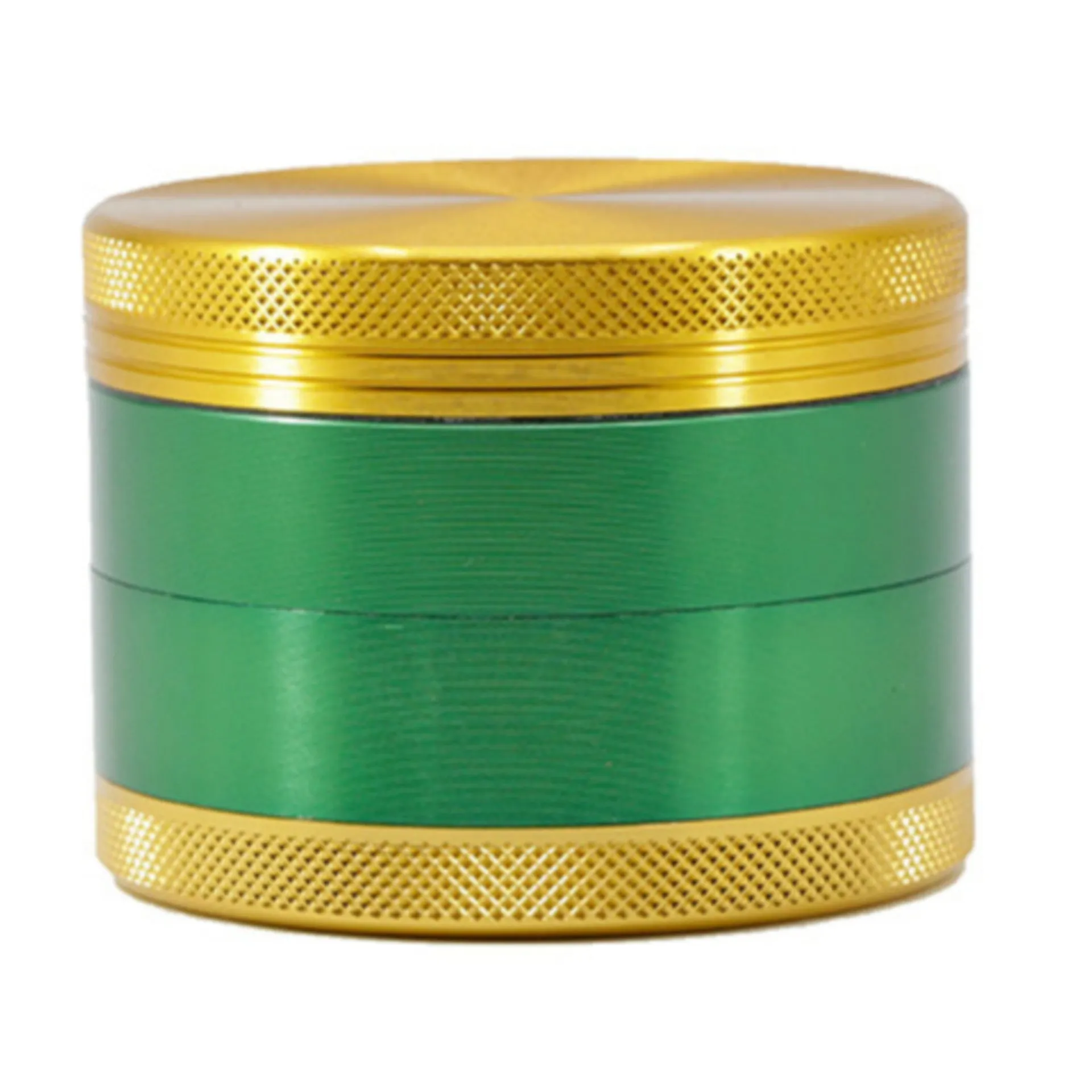 63MM 4 Piece Aluminum Alloy Two-Color Mixed Color  Grinder-Green-Gold
