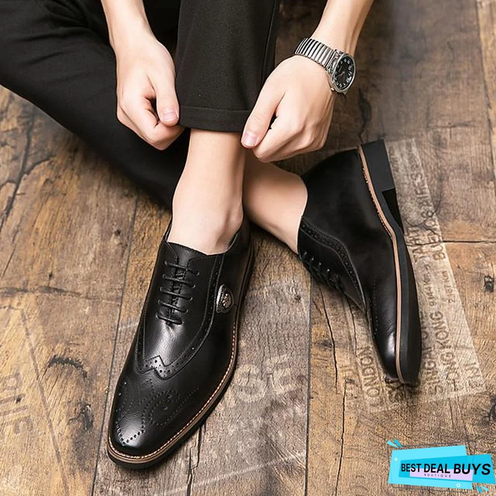 Men's Spring / Fall Classic / Casual / British Daily Outdoor Sneakers Walking Shoes Leather / Nappa Leather Breathable Non-slipping Wear Proof Dark Brown / Black