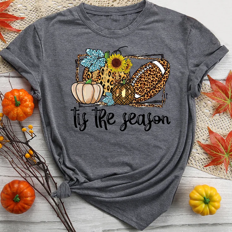 Tis The Season Leopard Pumpkin Sunflower T-Shirt-599786