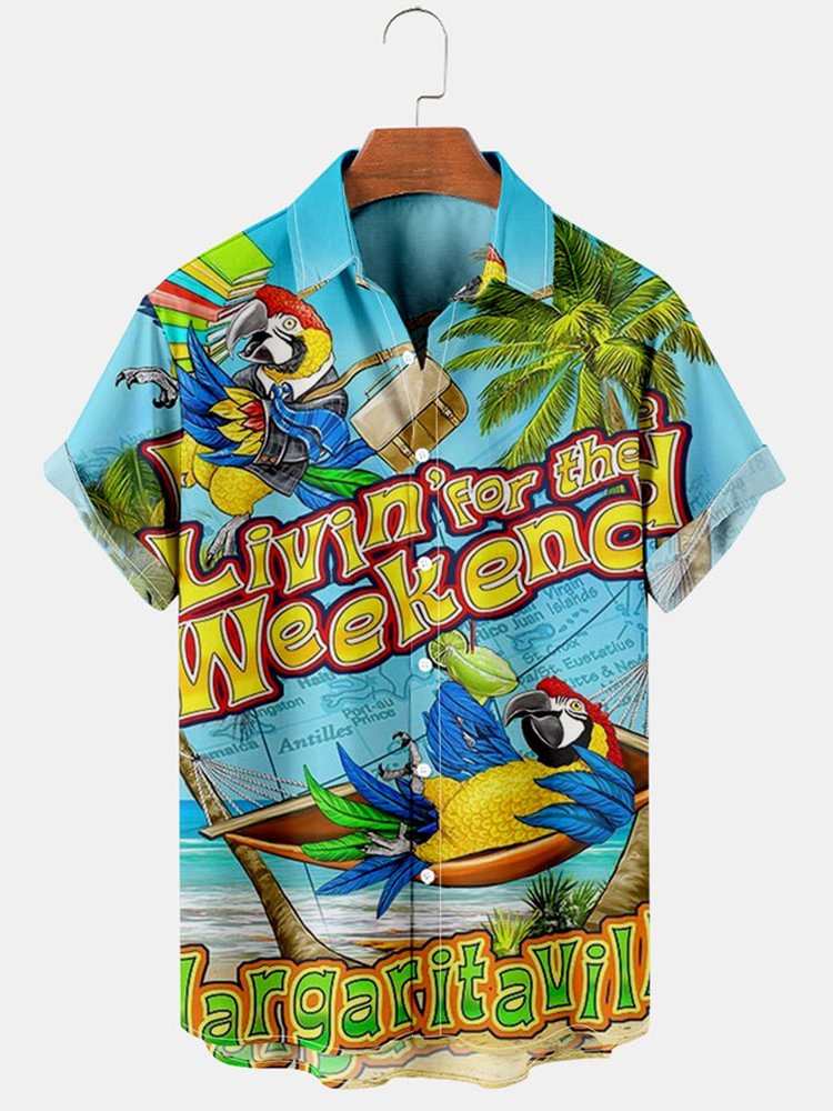 Men's Casual Holiday Inspired Parrot Print Shirt