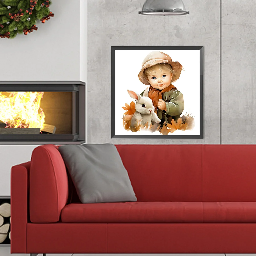 Diamond Painting - Full Round Drill - Harvest Farm Kid(Canvas|40*40cm)