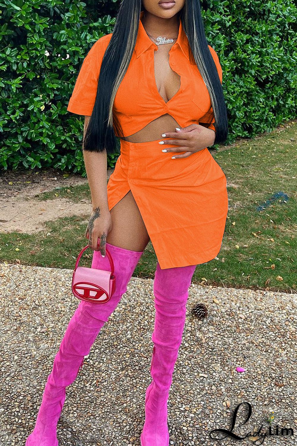 White Fashion Casual Solid Split Joint Turndown Collar Short Sleeve Two Pieces