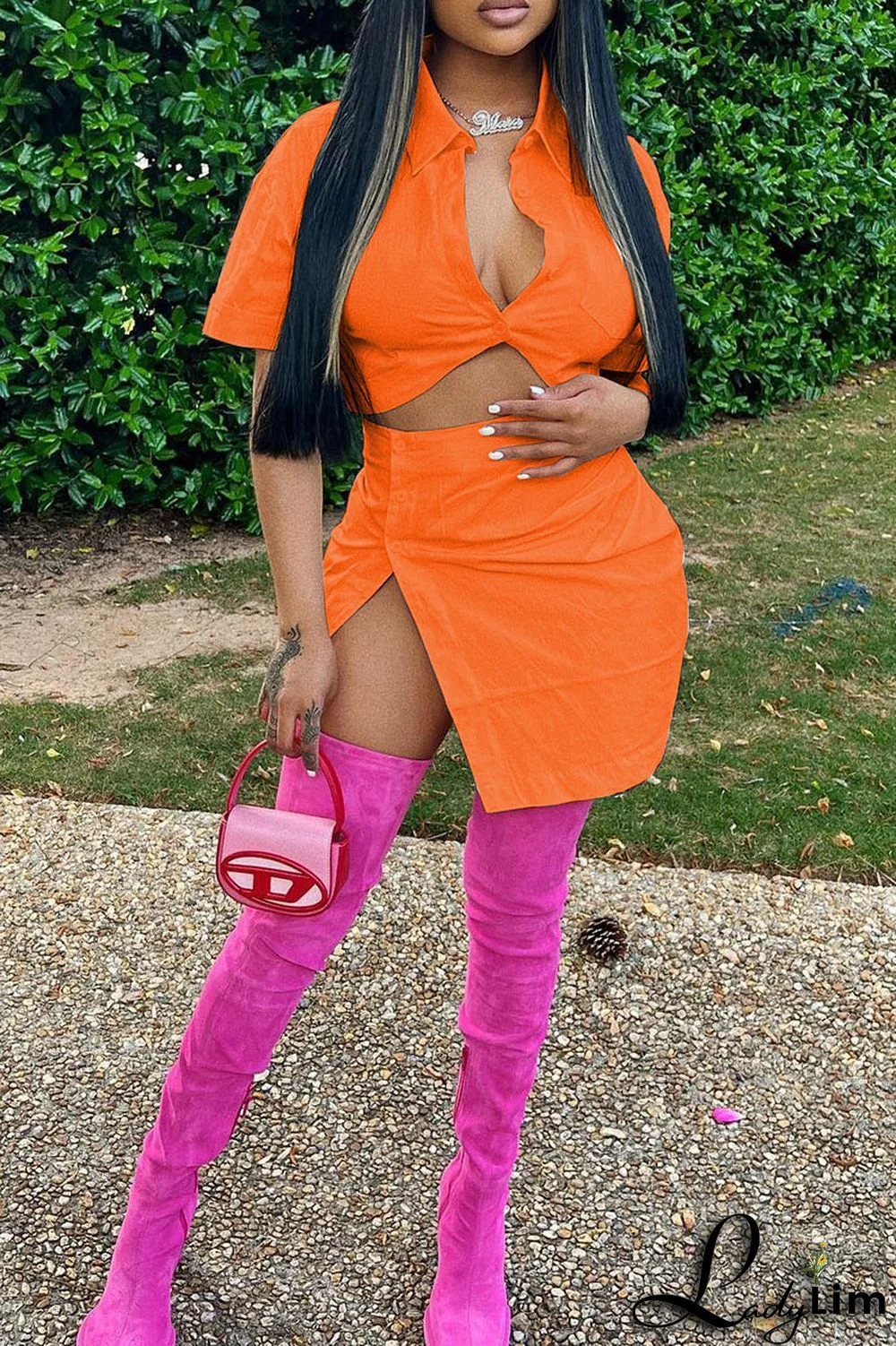 White Fashion Casual Solid Split Joint Turndown Collar Short Sleeve Two Pieces