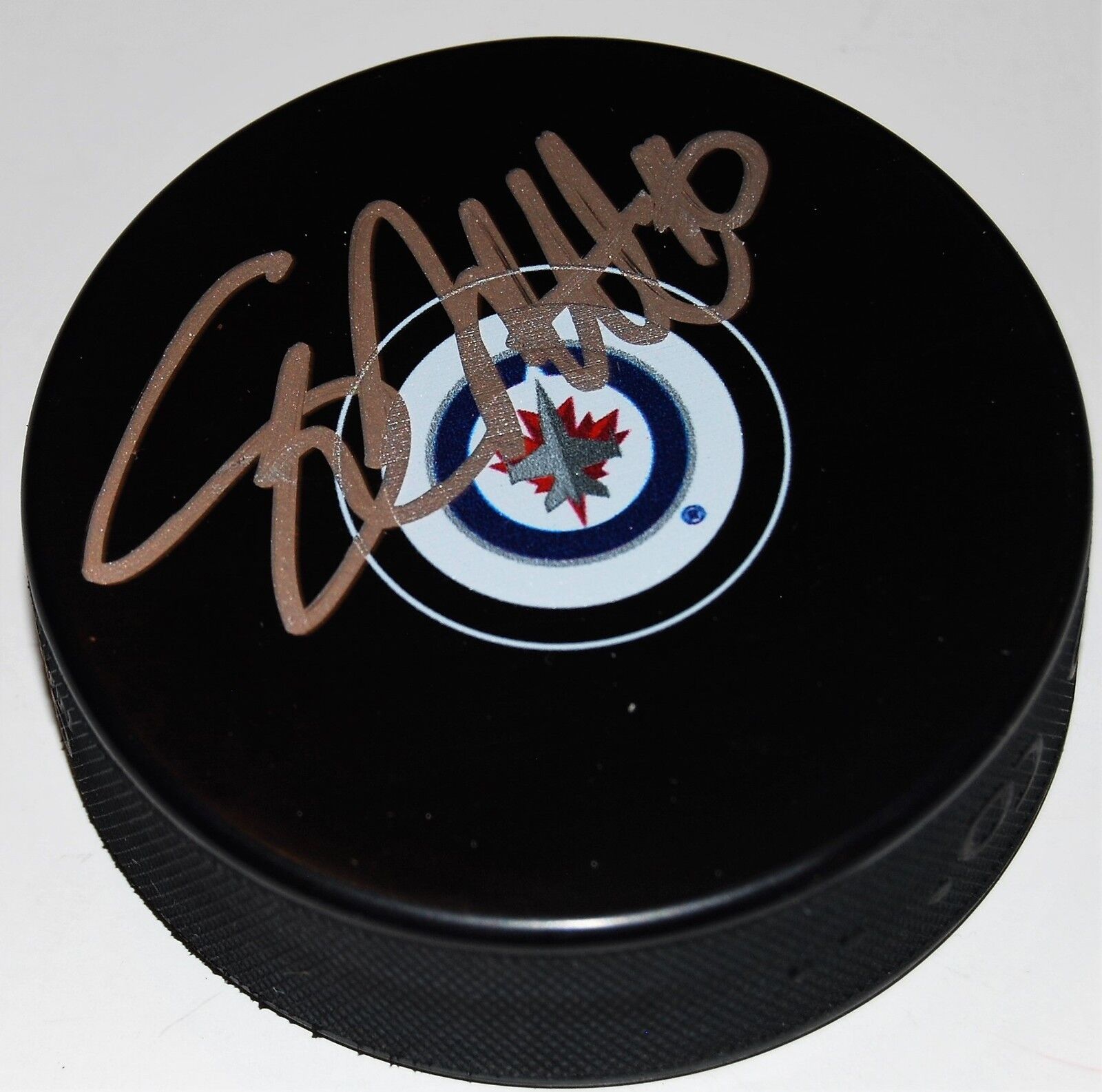 SHAWN MATTHIAS signed (WINNIPEG JETS) autographed souvenir hockey puck W/COA