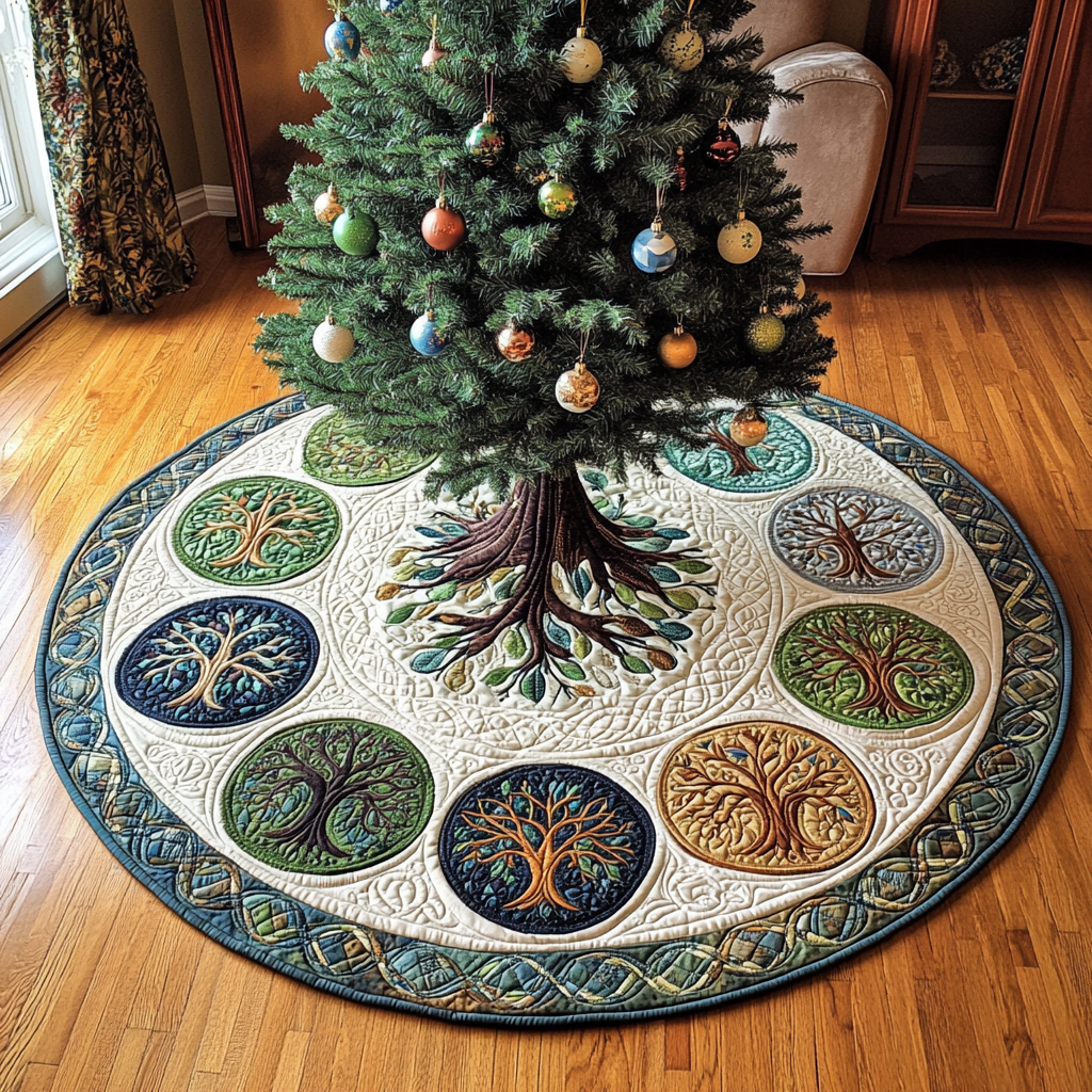 Serenity Tree Christmas Quilted Tree Skirt NCU0DV2247