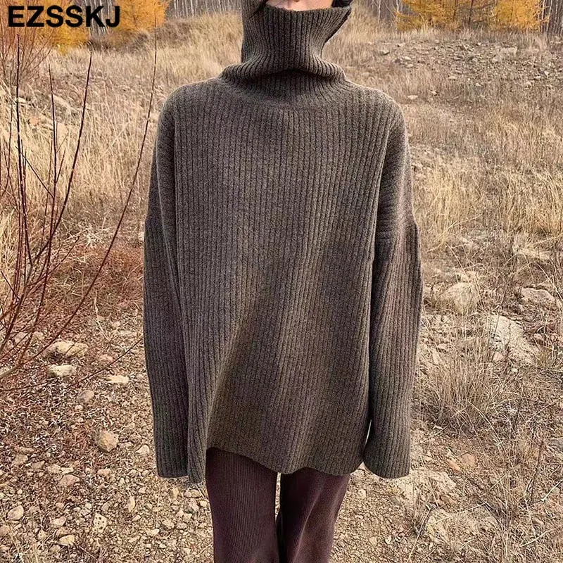 cashmere Autumn Winter highneck thick oversize Sweater pullovers Women 2021 LOOSE  sweater pullovers female Long Sleeve