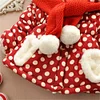 Baby Girl Ear Decor Fleece Dots Long-sleeve Hooded Cotton Coat