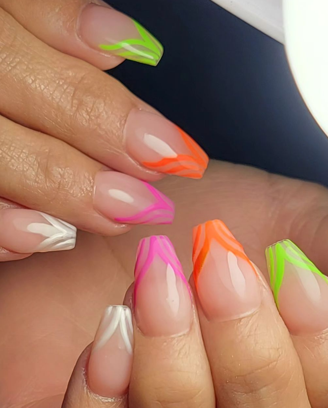 neon french nails