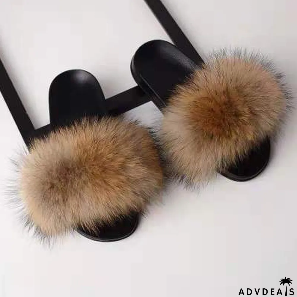 Furry Slippers Flat Half-drag Slippers