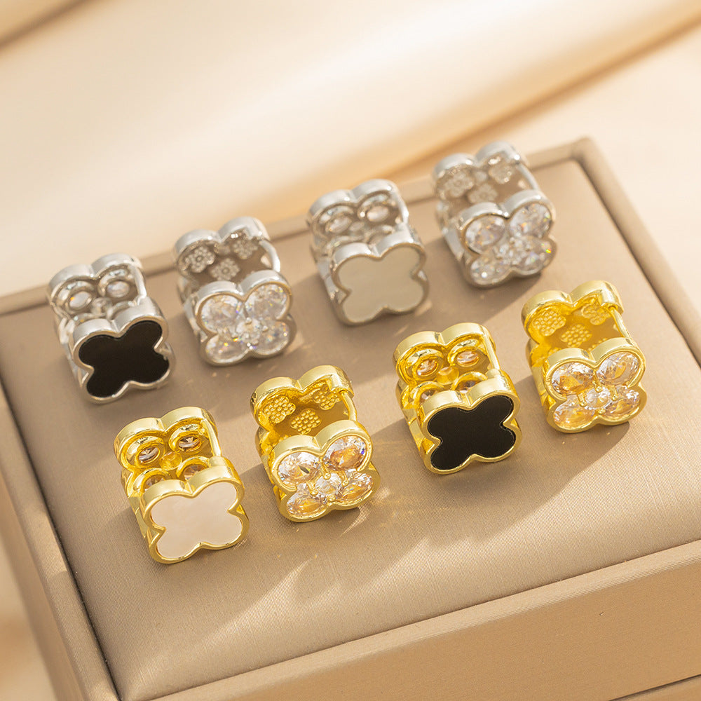 French Double-Sided Four-Leaf Clover Earrings High-End Earrings Japanese And Korean Ins Style Niche Earrings