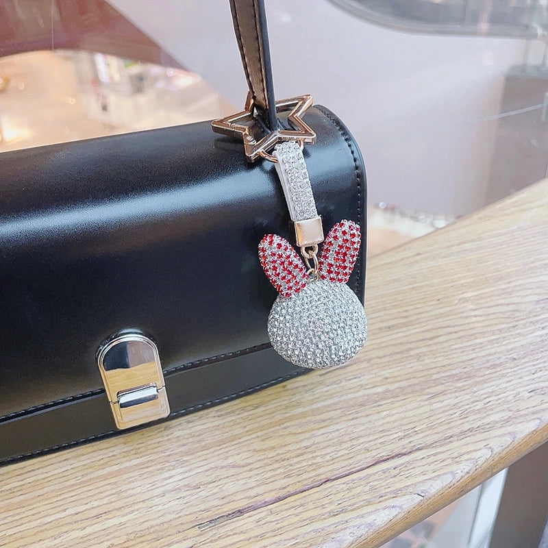Cute Rabbit Metal Inlay Rhinestones Women’s Bag Pendant Keychain