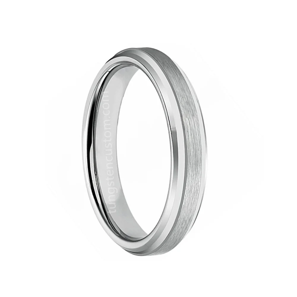 4MM 6MM 8MM Couples Tungsten Rings Silver Brushed Surface Step Edge