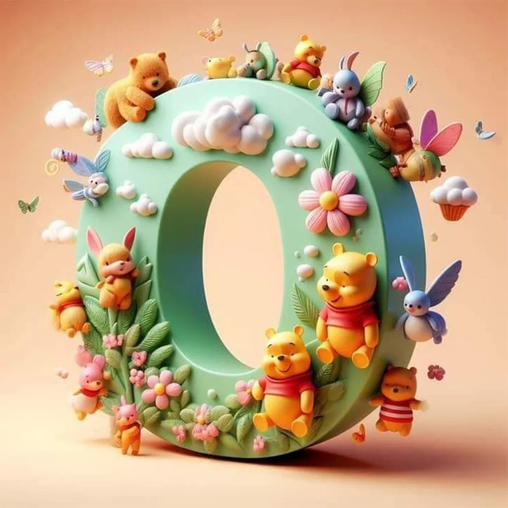 Full Round Diamond Painting 30*30cm - Winnie The Pooh'S 26 Letters O