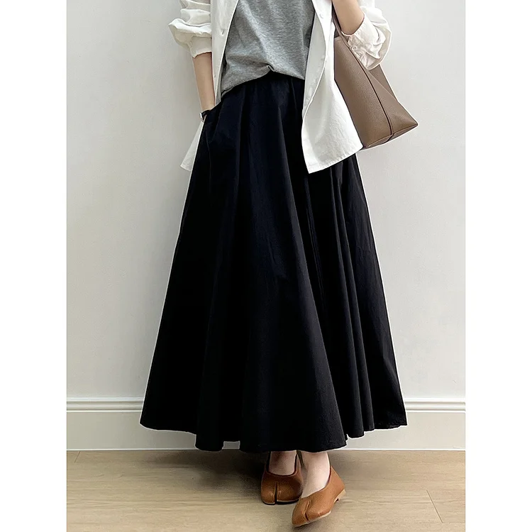 Simple Solid Color Pleated Skirt
