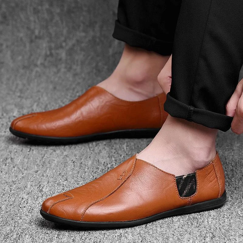Men's Italian Casual Loafers Moccasins Breathable Slip on Black Driving Shoes