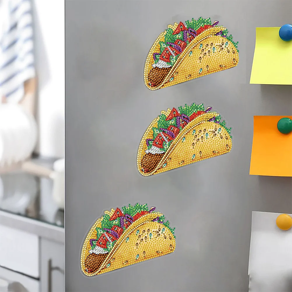 1pcs DIY Taco Diamond Painting Magnets Refrigerator for Adults Kid Office Car Fridge