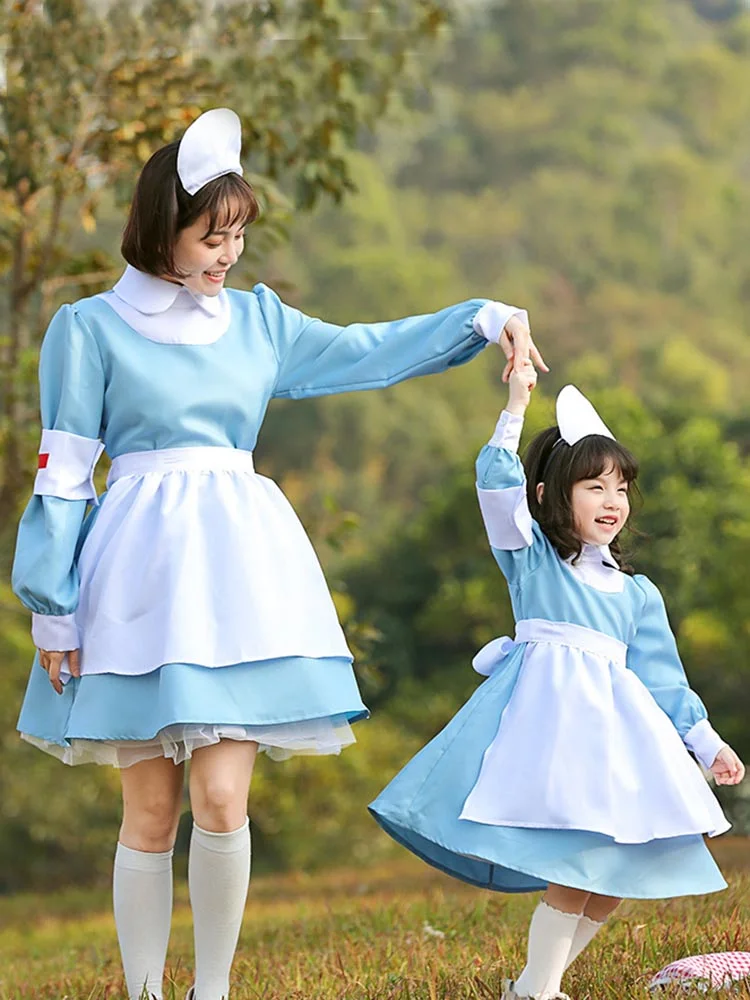 Nurse Costume Cosplay Parent-Child Clothing Matching Dress-elleschic