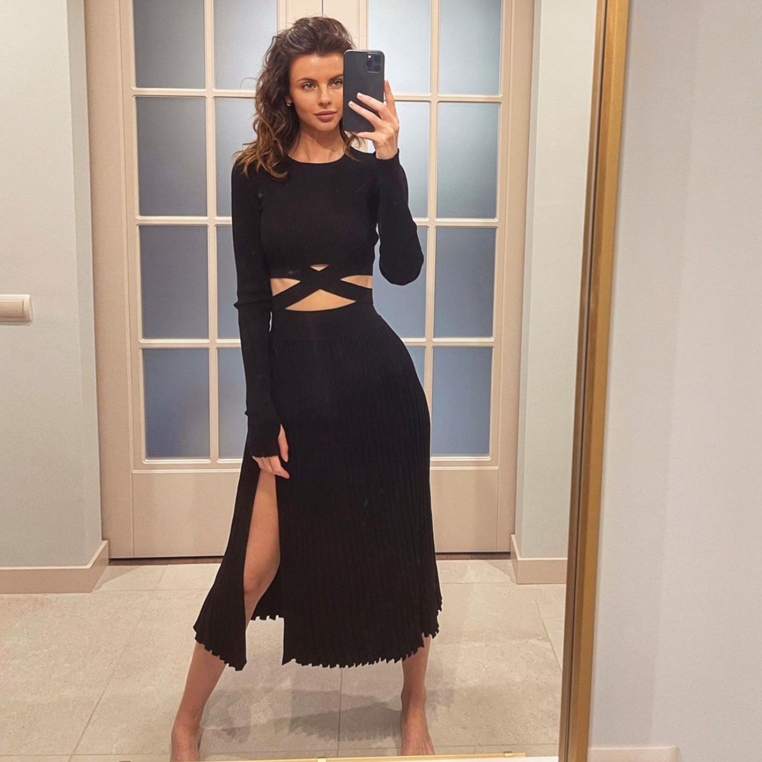 Ootddress New White Knit Two Piece Women Sets Fall Ribbed Crop Top And Pleated Knitted Skirt Suits For Women Midi Dress Sets 2025