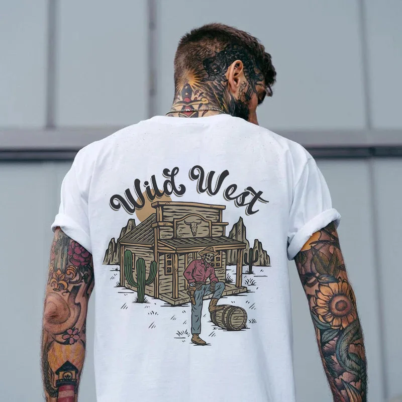 Wild West Skull Printed Men's T-shirt - Krazyskull