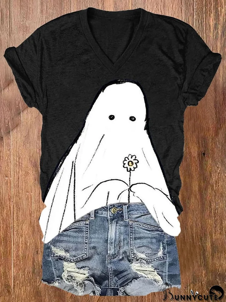 Women's Ghost Art Print Short Sleeve T-Shirt