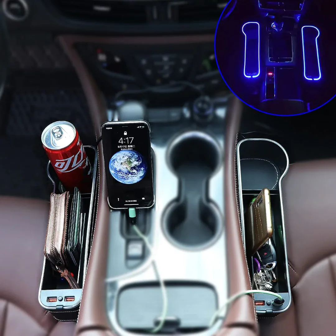 Car seat gap luminous storage box