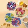 4PCS Diamond Painted Wooden Flower Placemats Insulated Dish Mats Comes with Mats