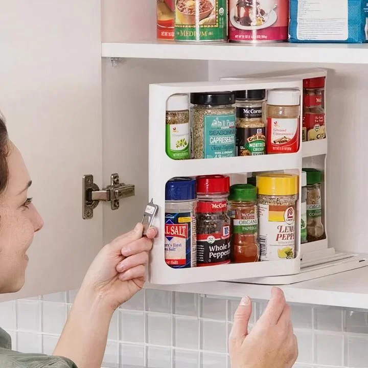 Multifunctional Rotating Spice Rack Organizer Kitchen Cabinet Cupboard  Organizer Swivel Rack Storage Shelf