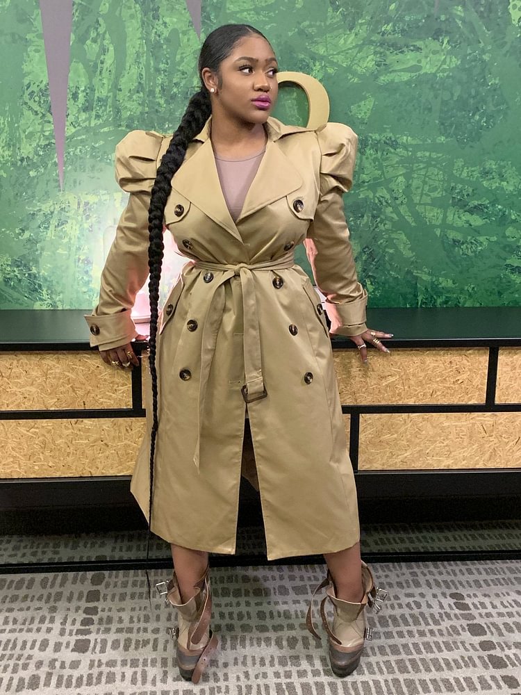 Khaki Jacket Botton Long Coats