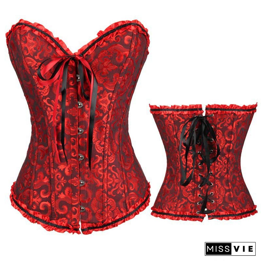 Flower Print Lace Up Corset Tops