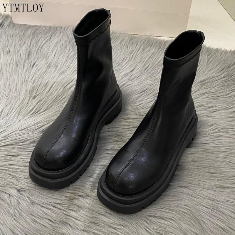 2022 New Arrive Platform Shoes Women Boots Round Toe Zipper Autumn Winter Fashion Ankle Female Ytmtloy Botines De Mujer Sexy