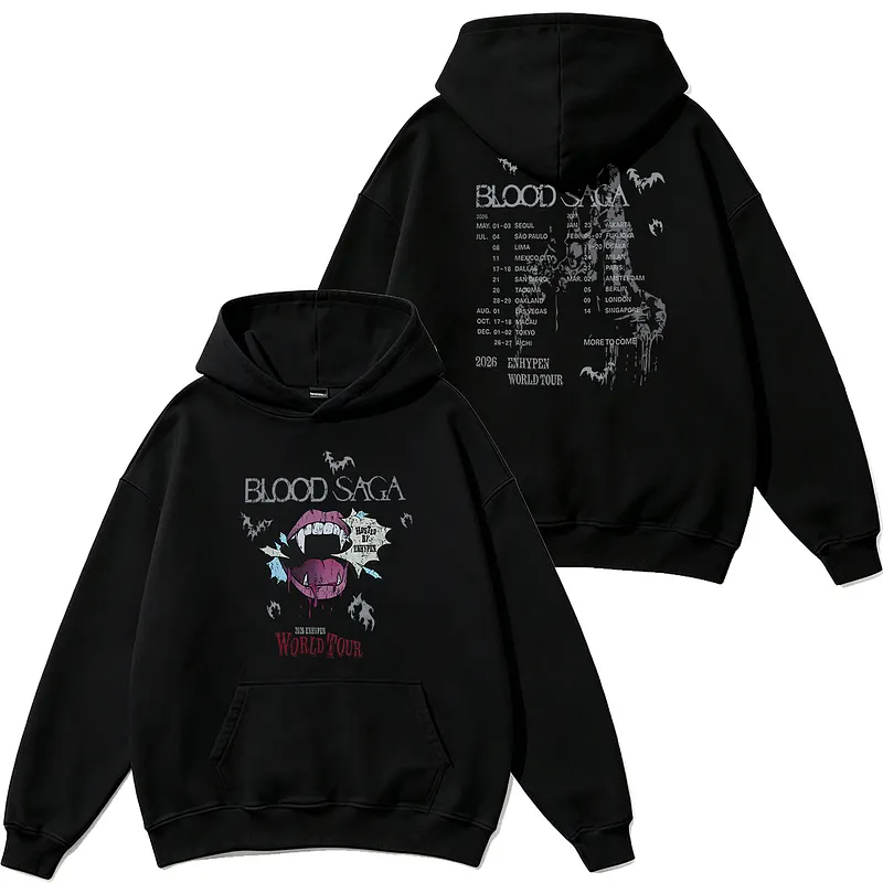 2026 ENHYPEN Blood Saga World Tour Inspired Washed Hoodie