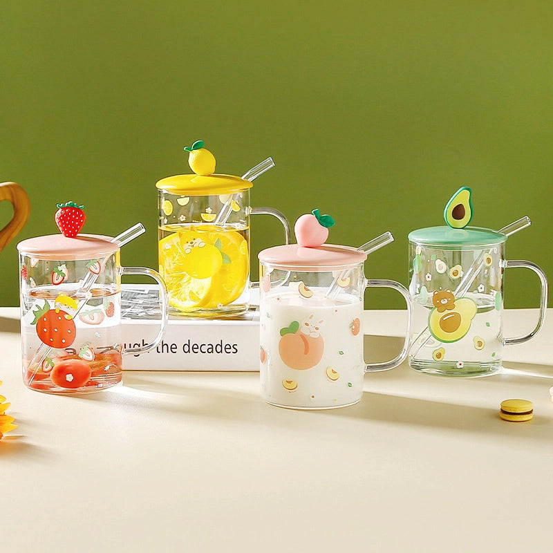 Casual Flower Glass Water Bottles 1 Piece