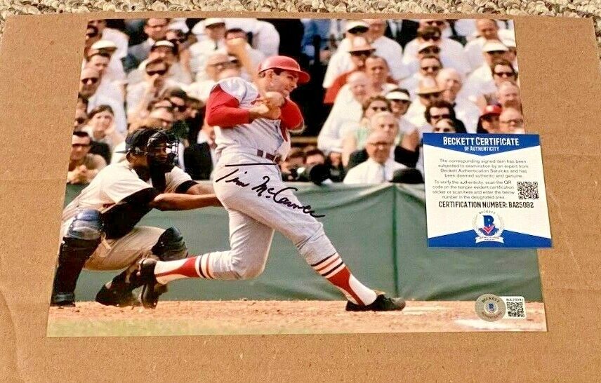 TIM MCCARVER SIGNED ST.LOUIS CARDINALS 8X10 Photo Poster painting BECKETT CERTIFIED BAS #5