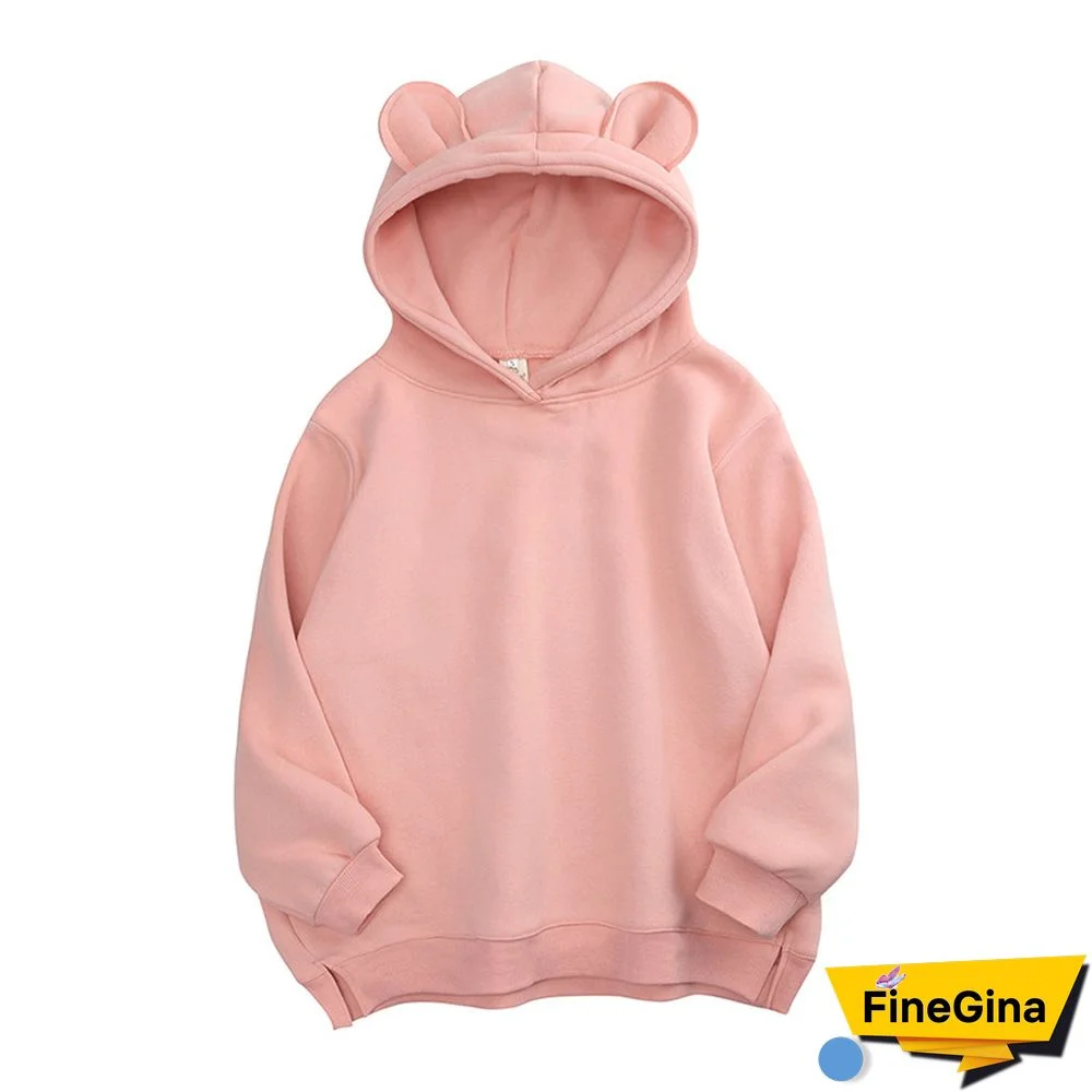 Pure Color Bear Ear Hoodie Family Matching Sweatshirt