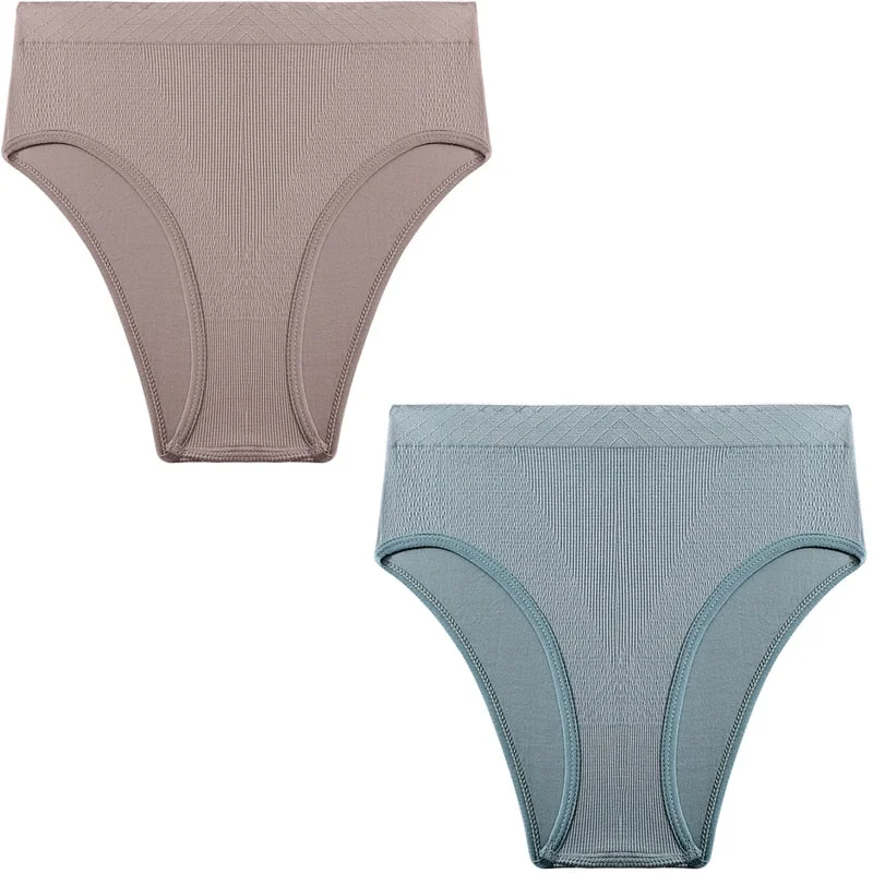 2PCS/Set Seamless Women's Panties Plus Size Underwear Women Briefs Lingeries Cotton Mid-Rise Underpants Panty Intimates