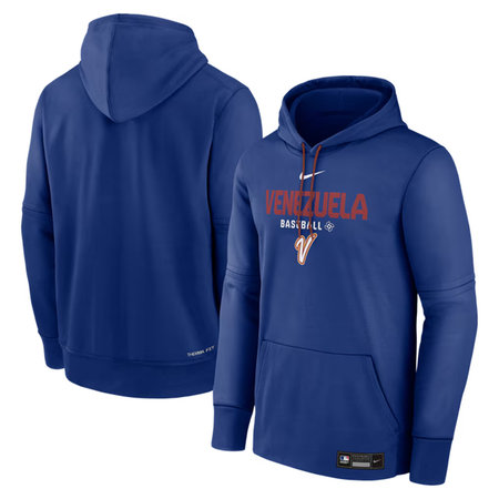 Men's Venezuela Baseball Royal 2026 World Baseball Classic Collection Dri-FIT Long Sleeve Hooded T-Shirt