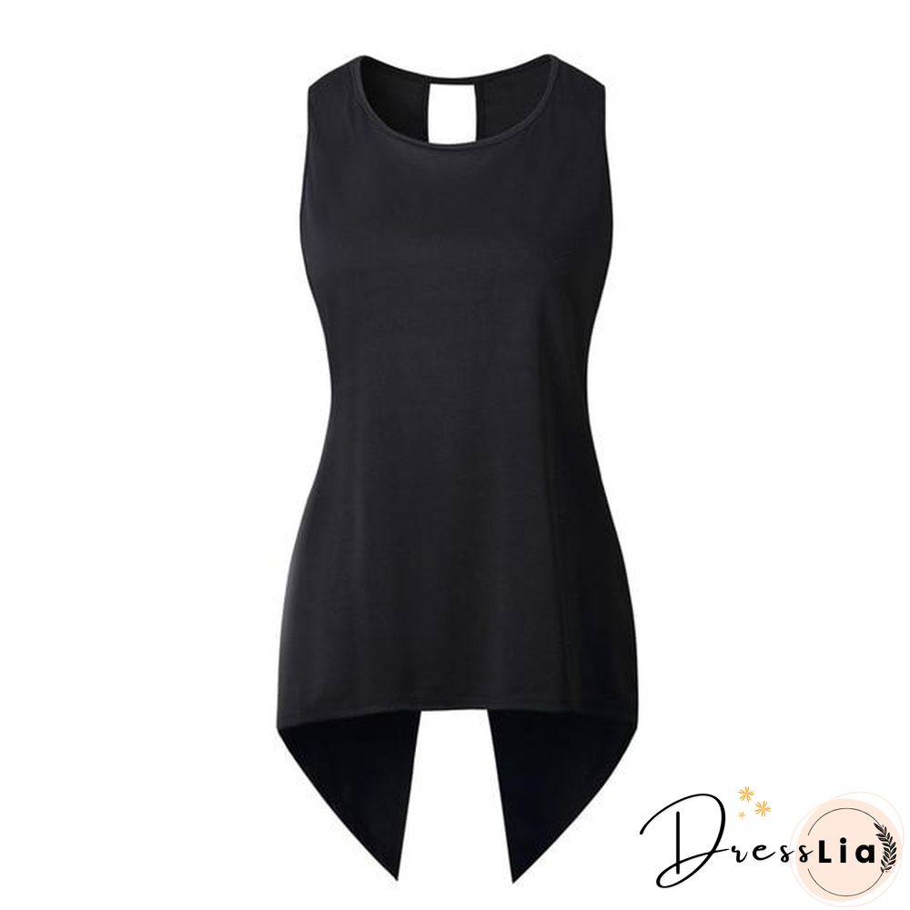 Women Cross Irregular Sleeveless Backless Tops and Blouses